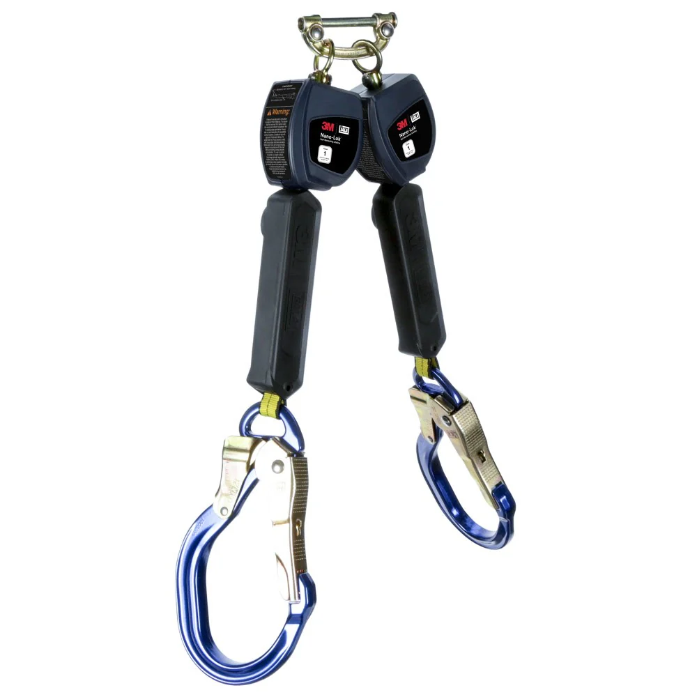 DBI Sala 3100553 Nano-Lok Personal Twin-Leg Self Retracting Lifeline, Web Aluminum Rebar Hook, Blue, 6', Class 1, ANSI - Mactool Shop