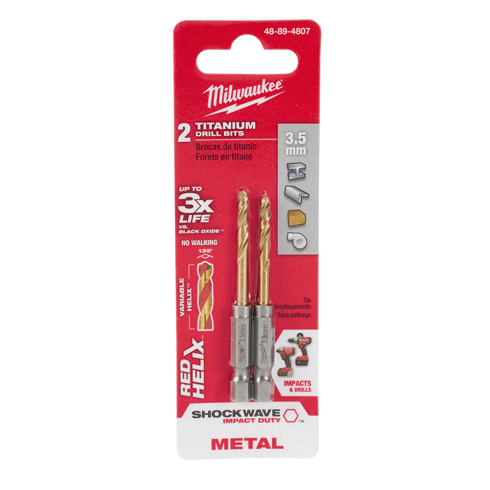Milwaukee 48-89-4807 3.5mm Metric Titanium SHOCKWAVE™ Red Helix Bit - Mactool Shop