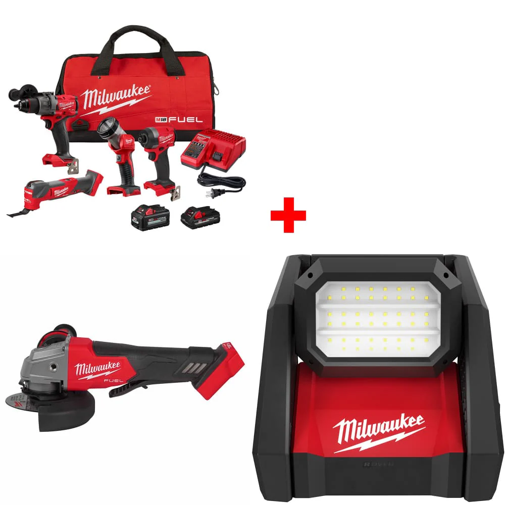 Milwaukee 3698-24MT M18 4-Tool Combo Kit w/ FREE 2880-20 M18 Grinder & Light - Mactool Shop