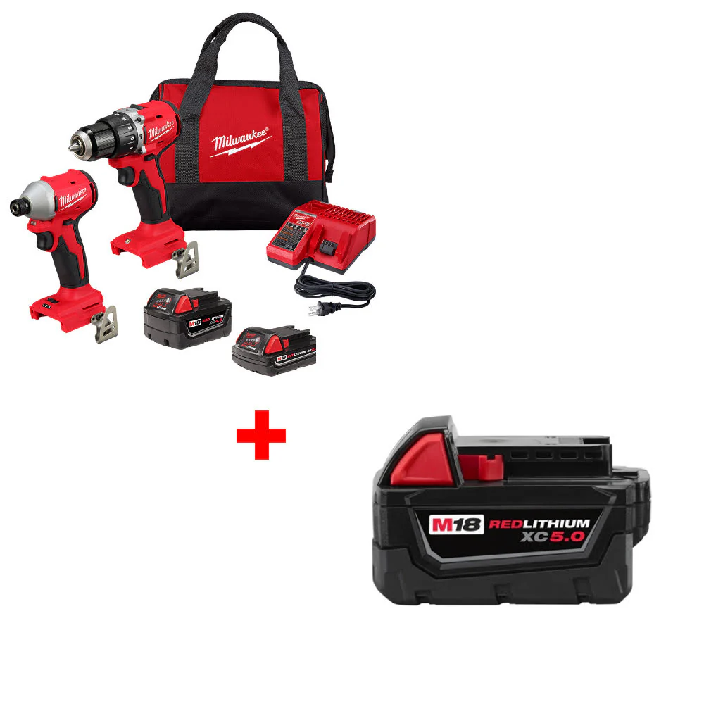 Milwaukee 3693-22CX M18 2-Tool Combo Kit W/ FREE 48-11-1850 M18 Battery Pack - Mactool Shop