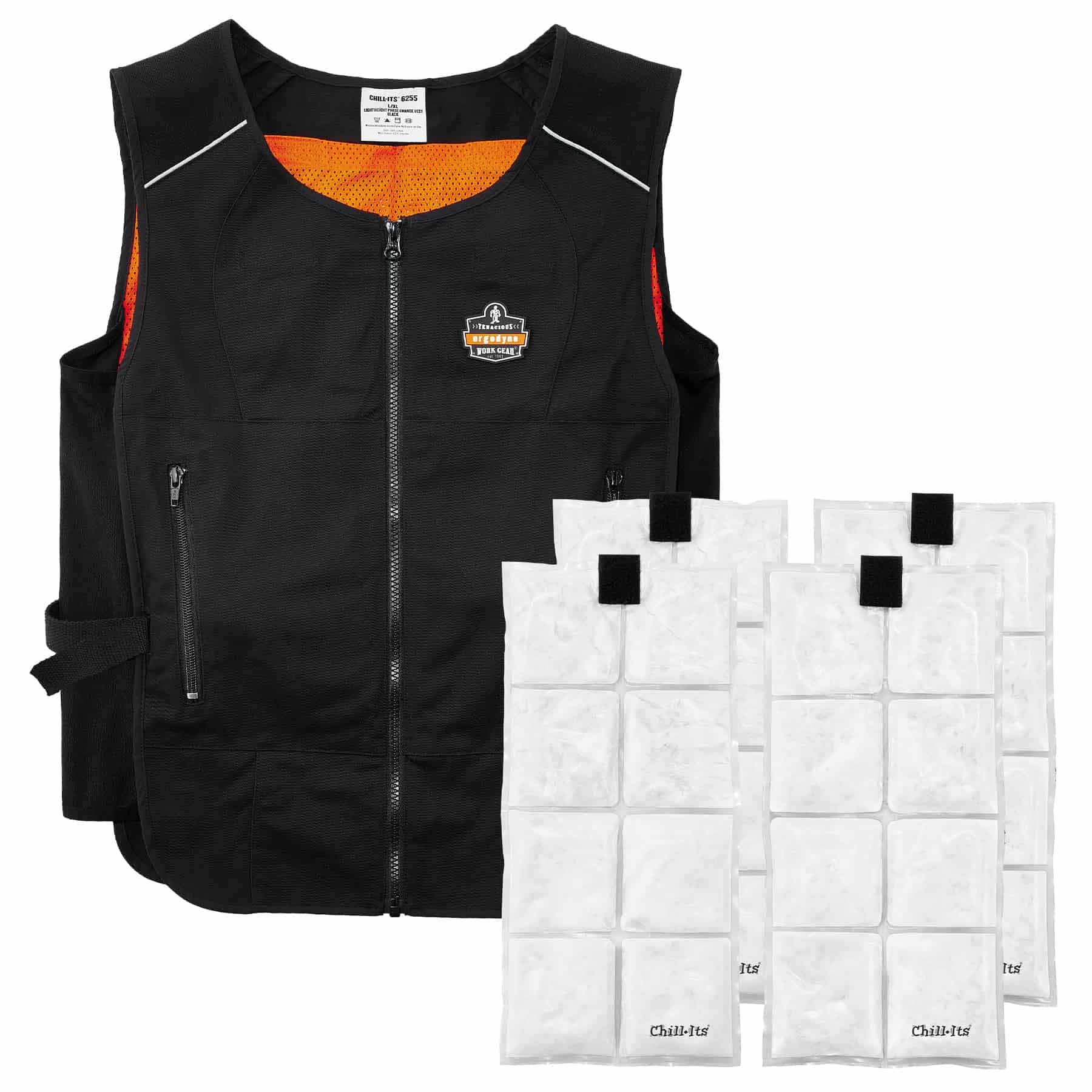 Ergodyne 12135 6260 L/XL Black Lightweight Phase Change Cooling Vest + Packs - Mactool Shop