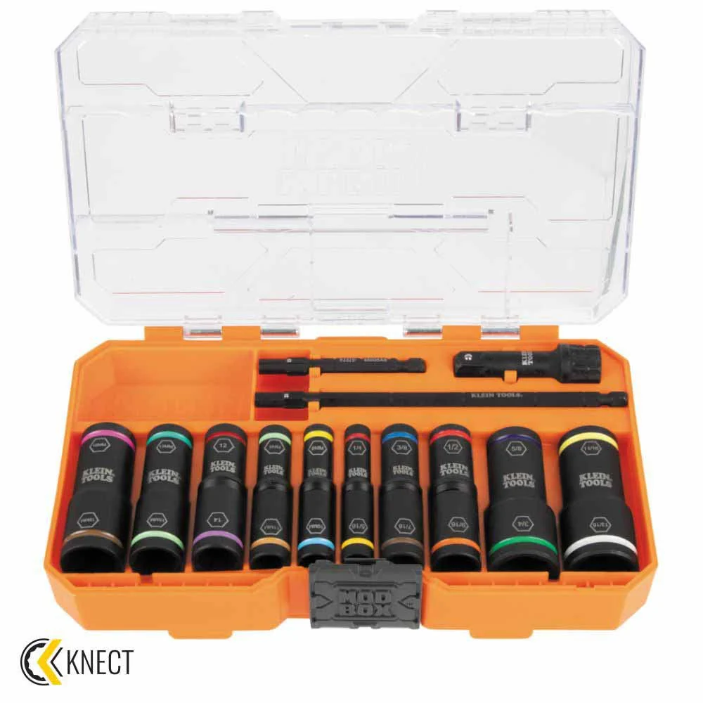 Klein Tools 65239 KNECT Flip Impact Socket Set, SAE and Metric, 13-Piece - Mactool Shop