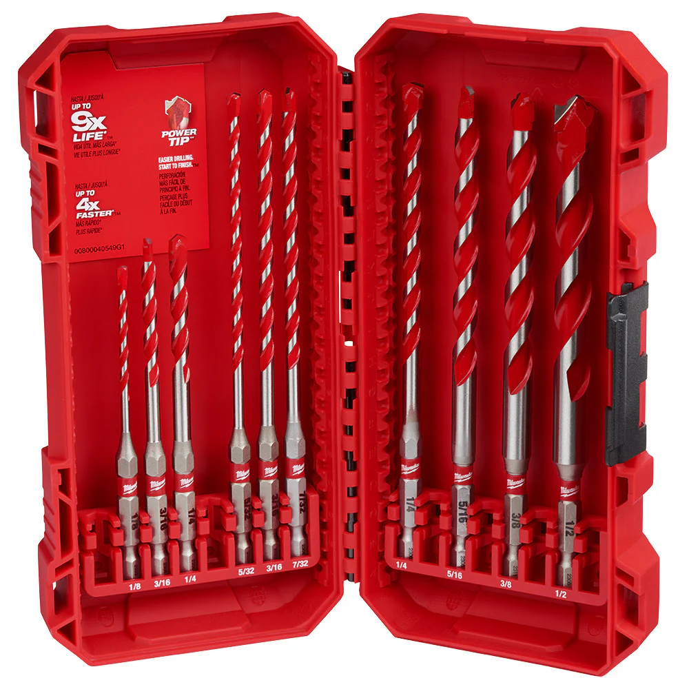 Milwaukee 48-20-9058 10pc. SHOCKWAVE Impact DUTY Carbide Hammer Drill Bit Kit - Mactool Shop