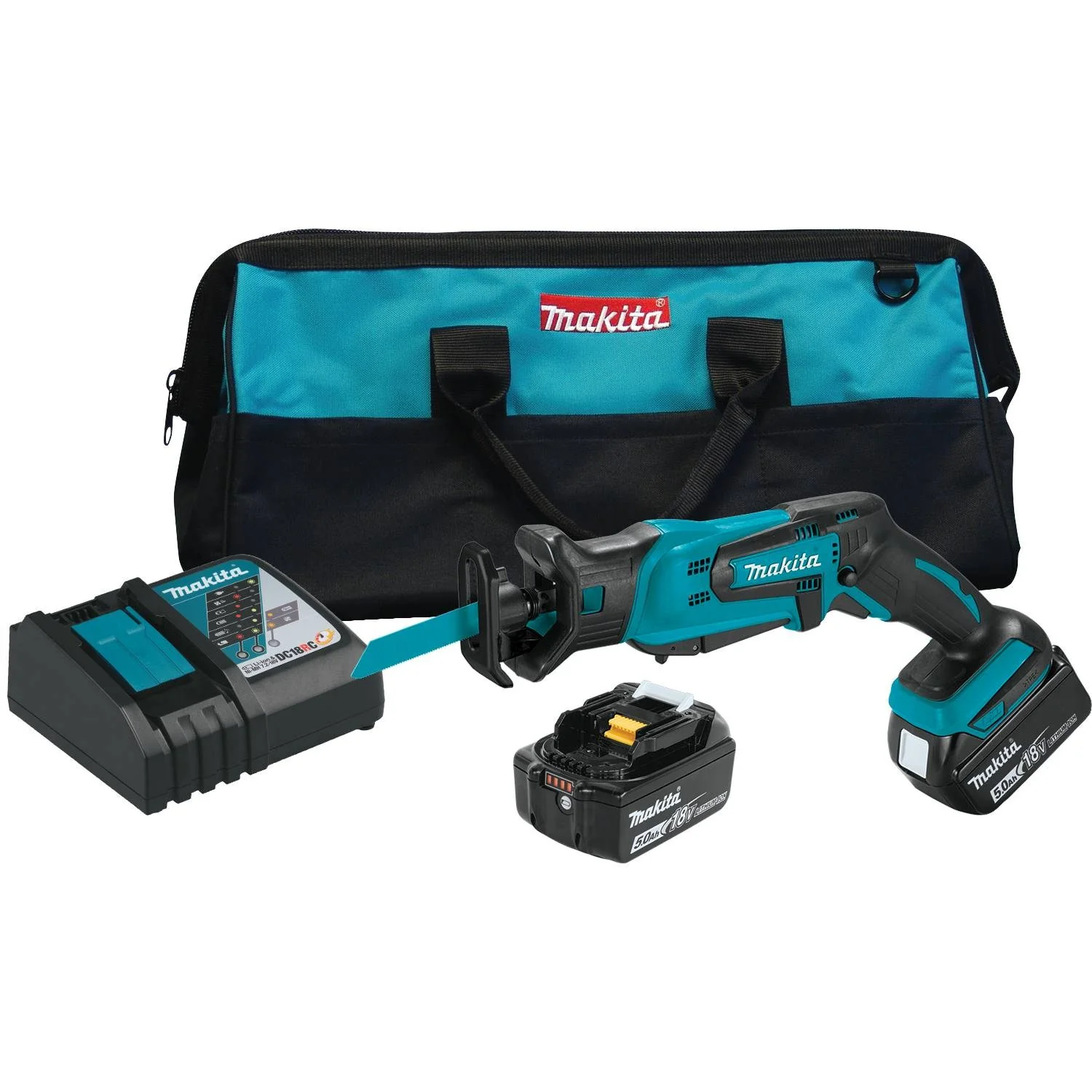 Makita XRJ01T 18V LXT Li-Ion Cordless Compact Reciprocating Saw Kit, 5.0 Ah - Mactool Shop