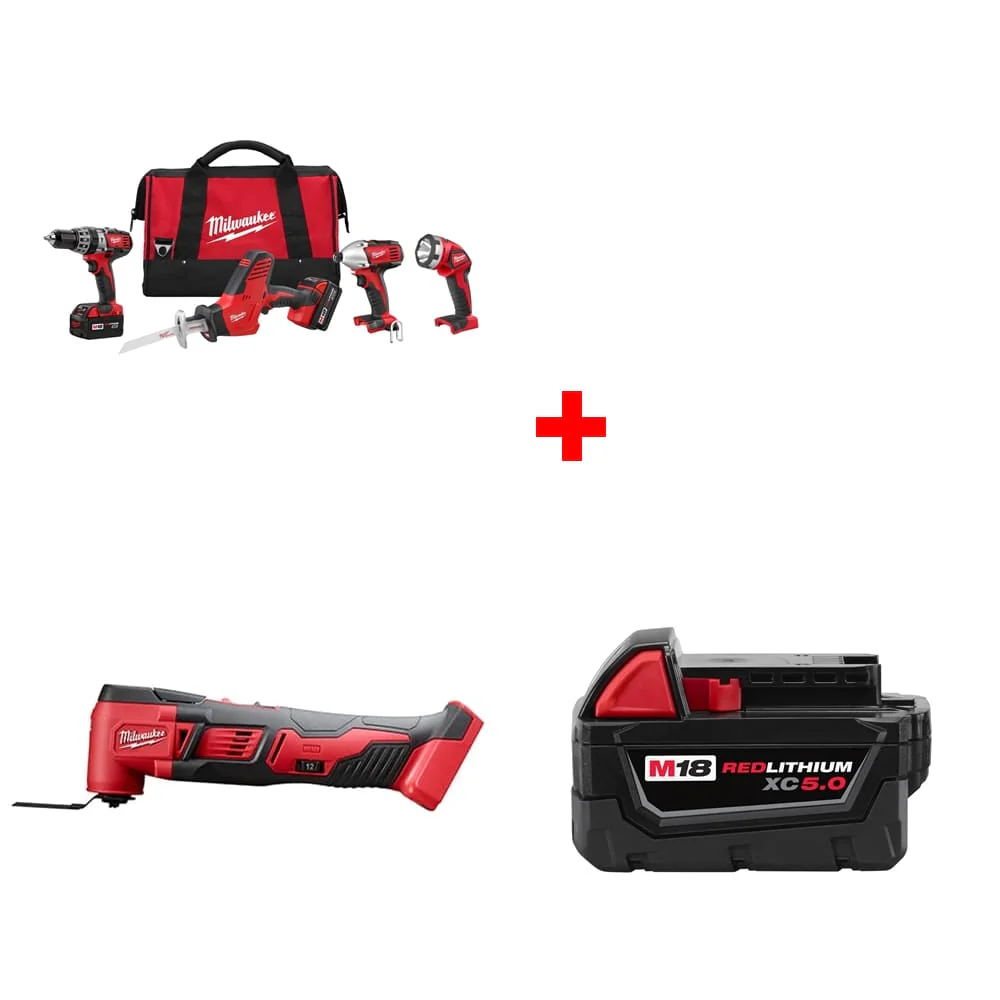 Milwaukee 2695-24 M18 4-Tool Combo Kit w/ FREE 2626-20 Multi-Tool & Battery Pack - Mactool Shop