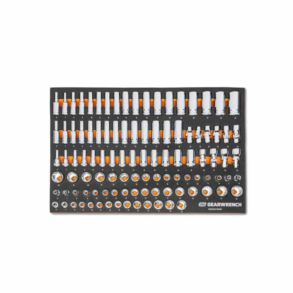 Gearwrench GWMSSKT38MM 104 Pc. 3/8” Drive Master Metric Socket Set in Foam Storage Tray - Mactool Shop