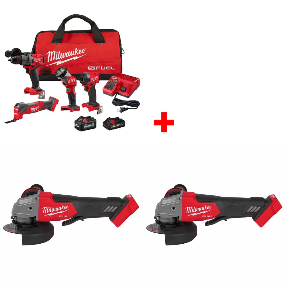Milwaukee 3698-24MT M18 FUEL 4-Tool Combo Kit w/ FREE 2880-20 M18 Grinder, 2Pk - Mactool Shop