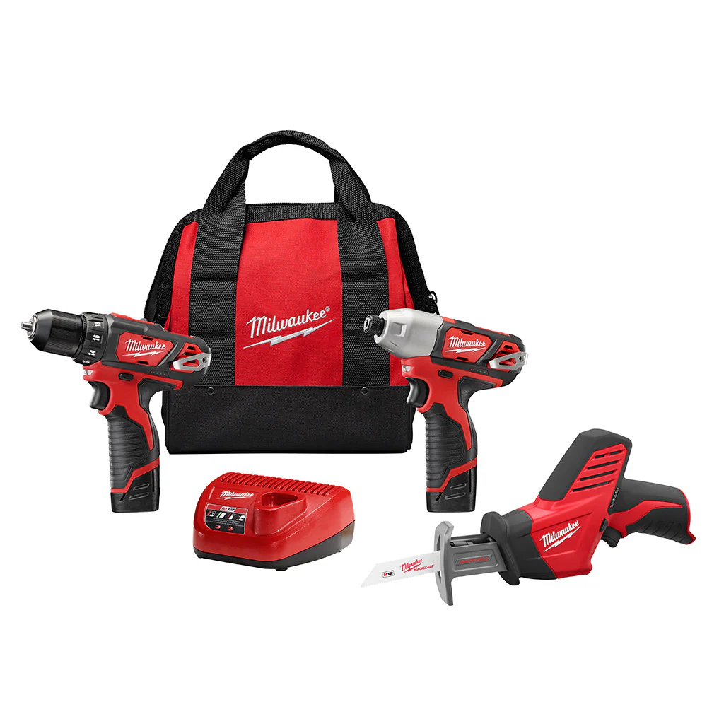 Milwaukee 2498-23 M12 12-Volt Lithium-Ion Cordless Combo Kit (3-Tool) - Mactool Shop