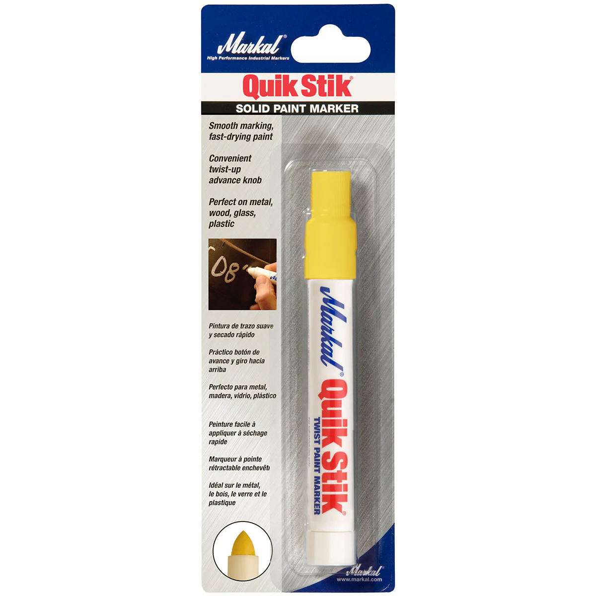 Markal 61068 Quik Stik Paint Marker Yellow Carded, 11/16