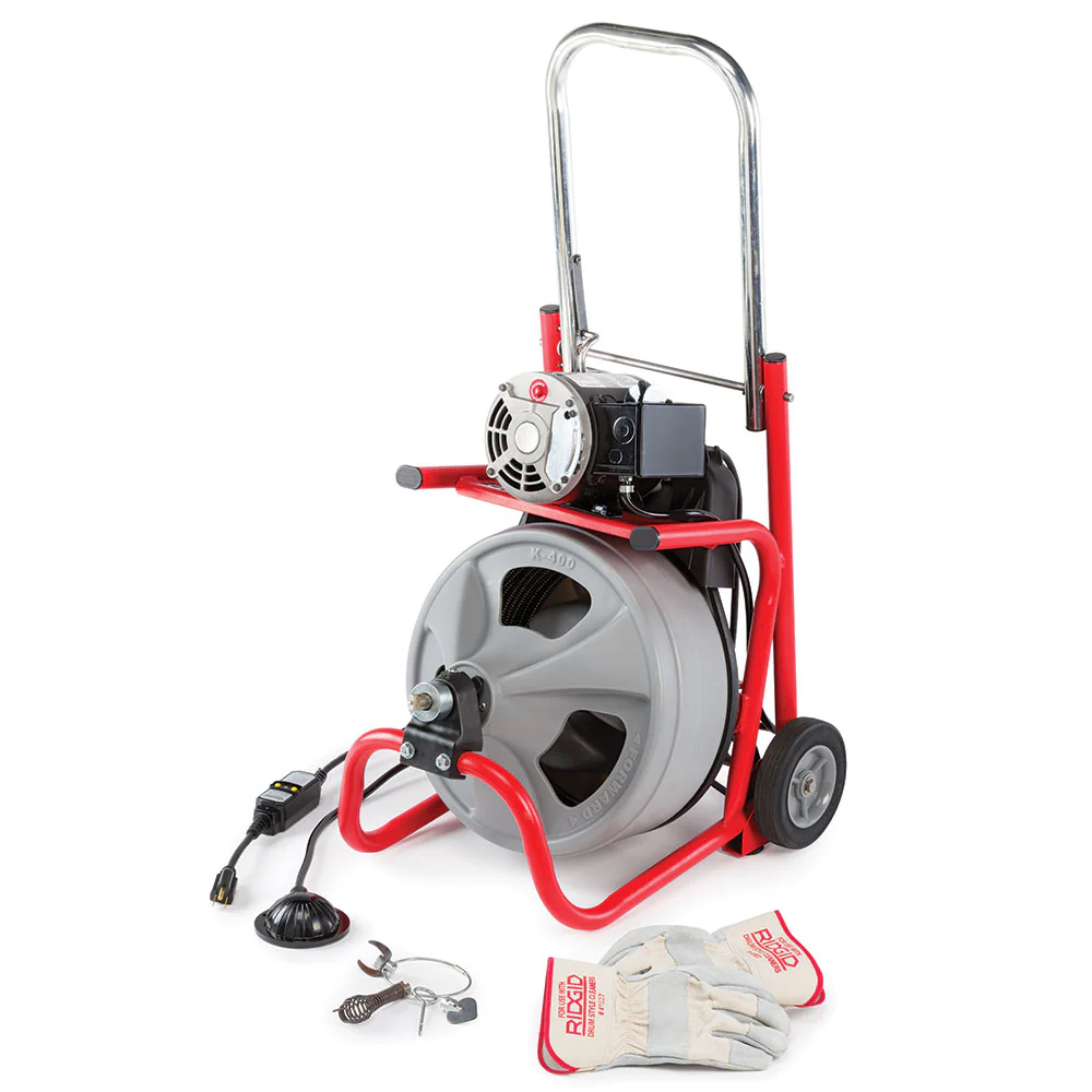 RIDGID 26998 K-400 Drum Machine with C-45 IW Cable & Gloves - Mactool Shop