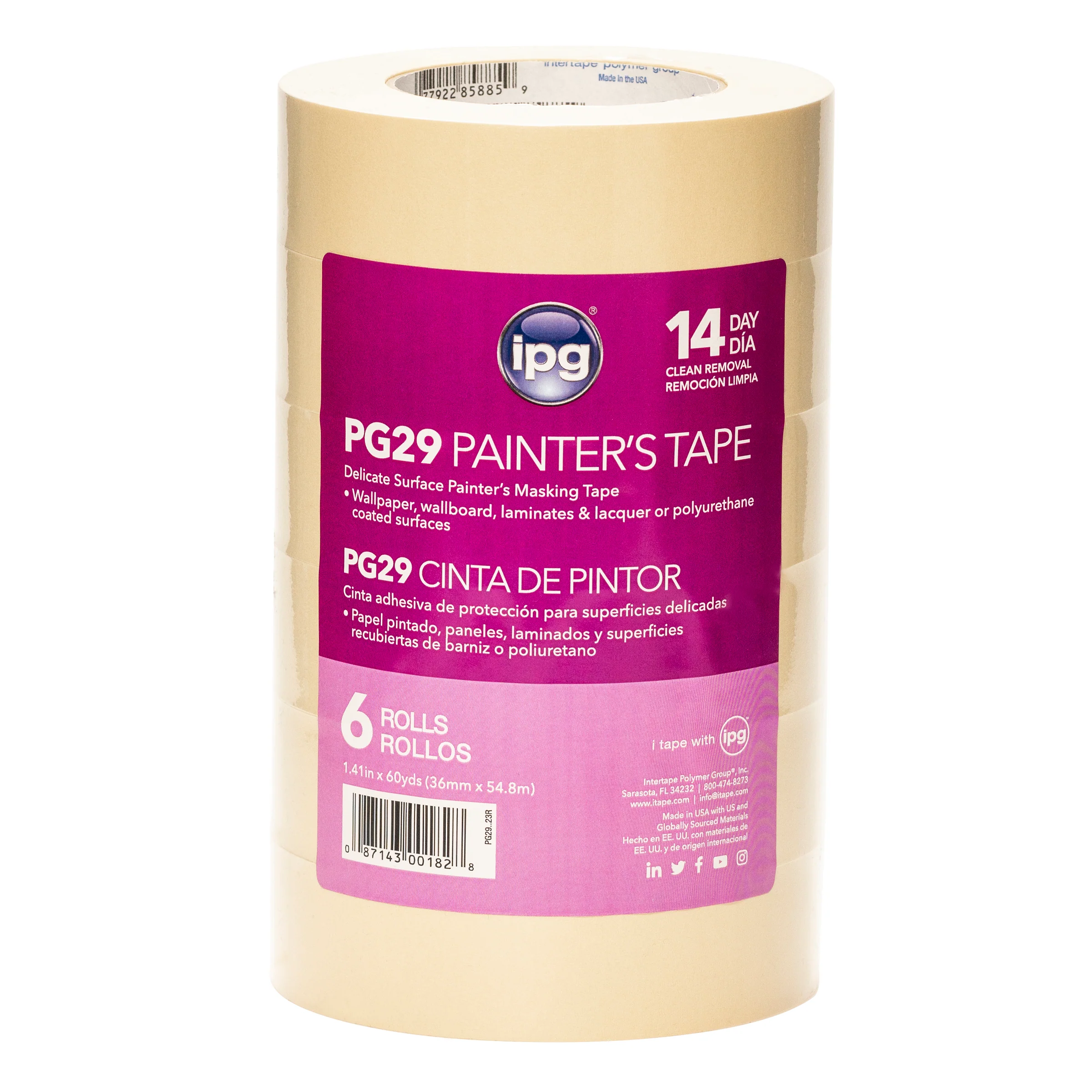 Intertape PG29..23R PG29 Low Tack Premium Paper Masking Tape - Natural 36MM X 54.8M IPG-PLN 24 - Mactool Shop