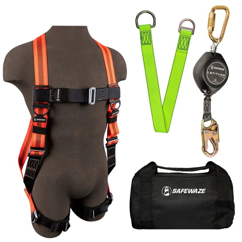 Safewaze 021-3144 V-Line Bag Kit: FS99280-E Harness, FS-FSP1411-W SRL, FS811-3 Anchor, FS8125 Bag - Mactool Shop