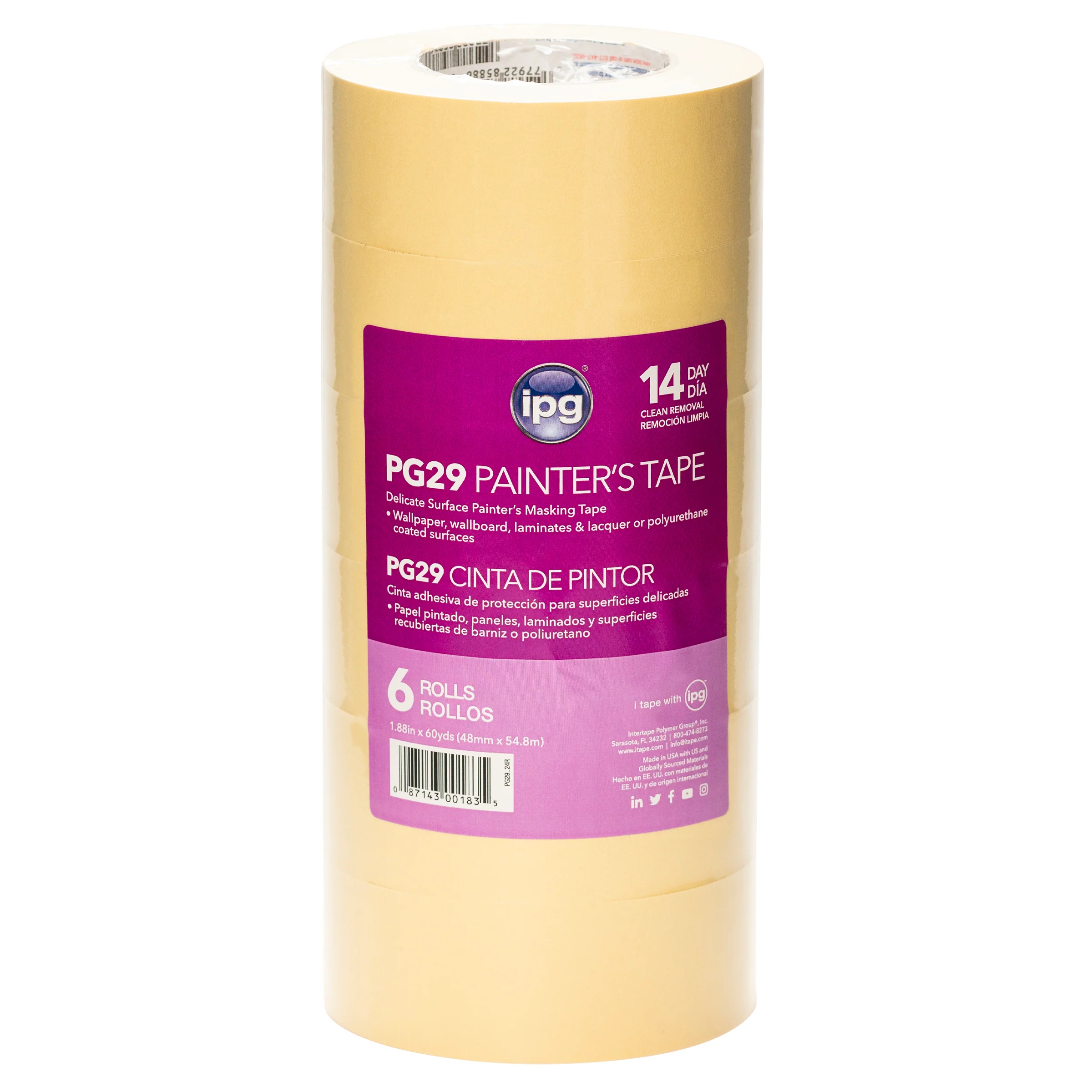 Intertape PG29..24R PG29 Low Tack Premium Paper Masking Tape - Natural 48MM X 54.8M IPG-PLN 24 - Mactool Shop