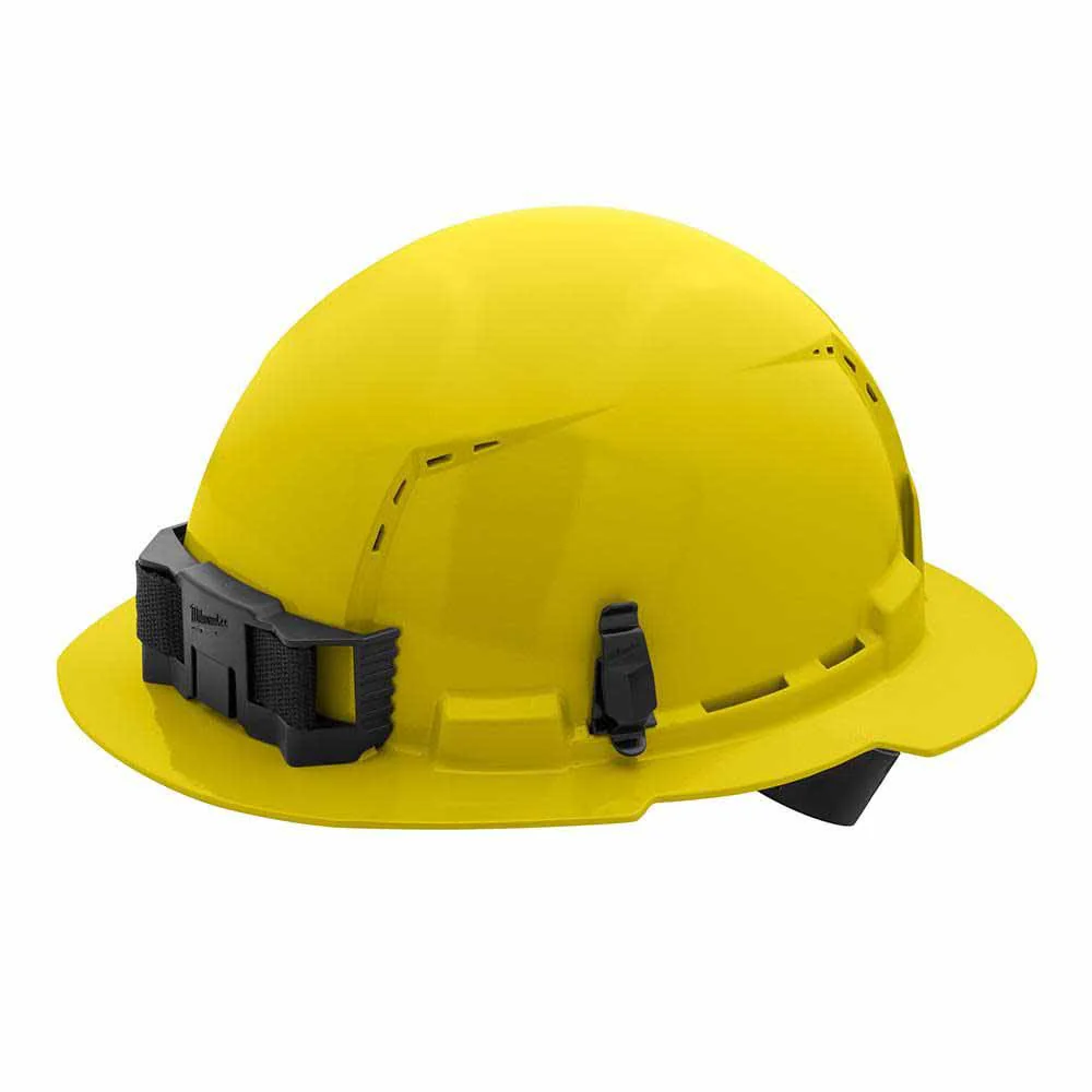 Milwaukee 48-73-1203 Yellow Full Brim Vented Hard Hat with 4PT Ratcheting Suspension – Type 1 Class C - Mactool Shop