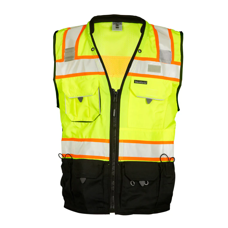 ML Kishigo S5002-M M Lime Premium Black Series Surveyors Vest - Mactool Shop