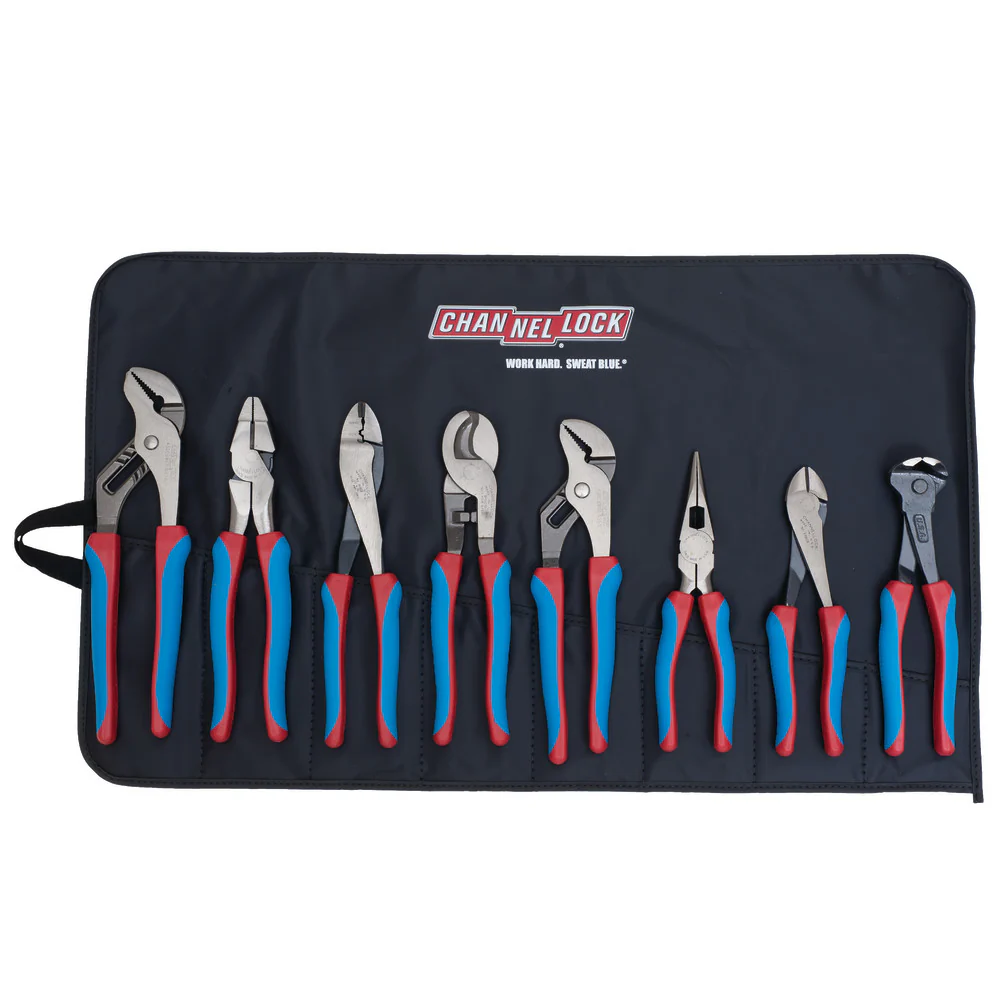 Channellock CBR-8 8pc Electrical Plier Set, 8 Pliers, Code Blue, Roll - Mactool Shop