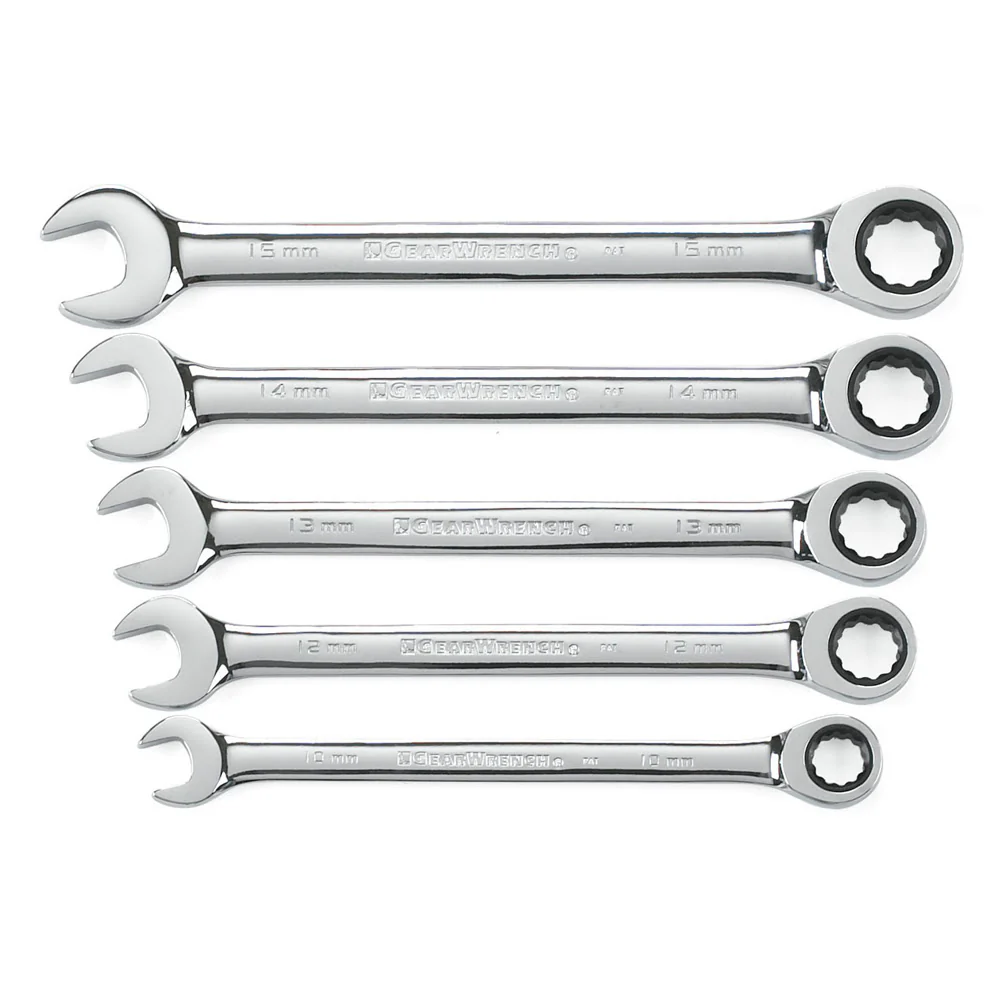 GearWrench 93004D 5 Pc. 72-Tooth 12 Point Ratcheting Combination Metric Wrench Set - Mactool Shop