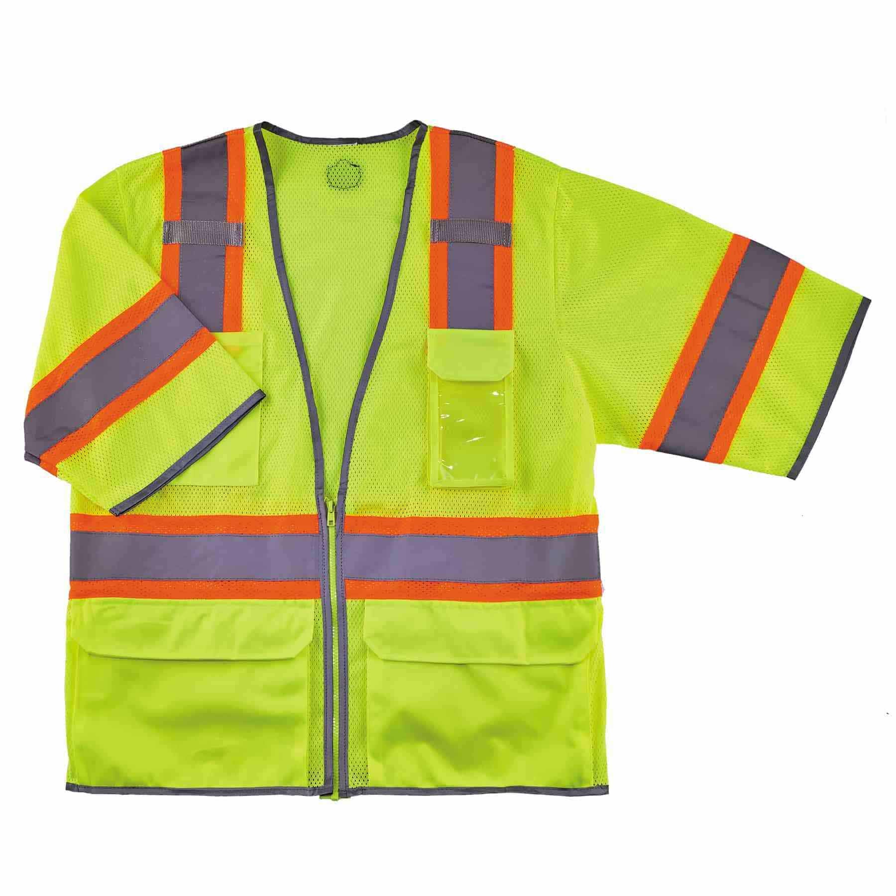 Ergodyne 24165 8346Z L/XL Lime Class 3 Two-Tone Hi-Vis Surveyor Vest - Zipper - Mactool Shop