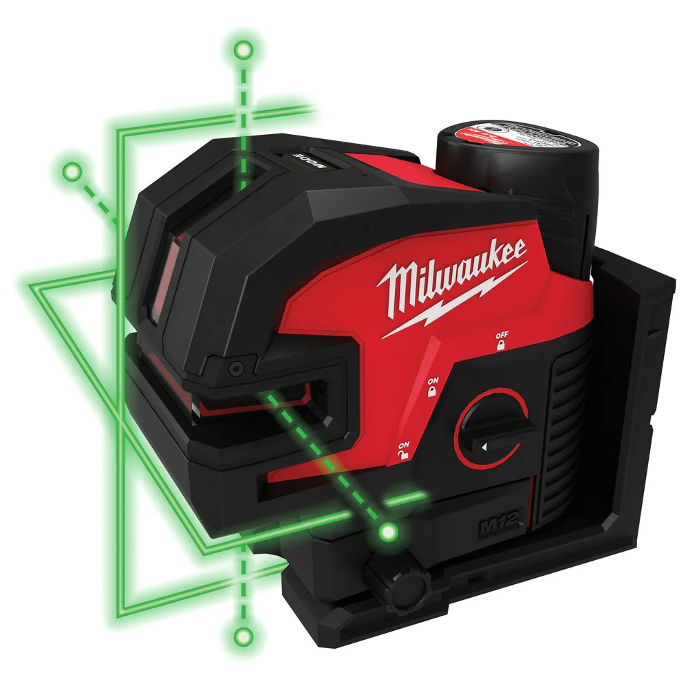 Milwaukee 3624-21 M12 Green Cross Line & 4-Points Laser Kit - Mactool Shop