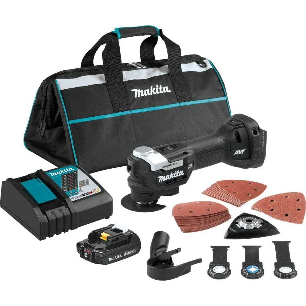 Makita XMT04R1B 18V LXT Lithium-Ion Sub-Compact Brushless Cordless StarlockMax Oscillating Multi-Tool Kit (2.0Ah) - Mactool Shop