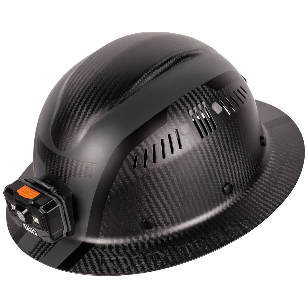 Klein 60514 Klein Carbon Fiber Full Brim Hard Hat with Headlamp, Spartan - Mactool Shop