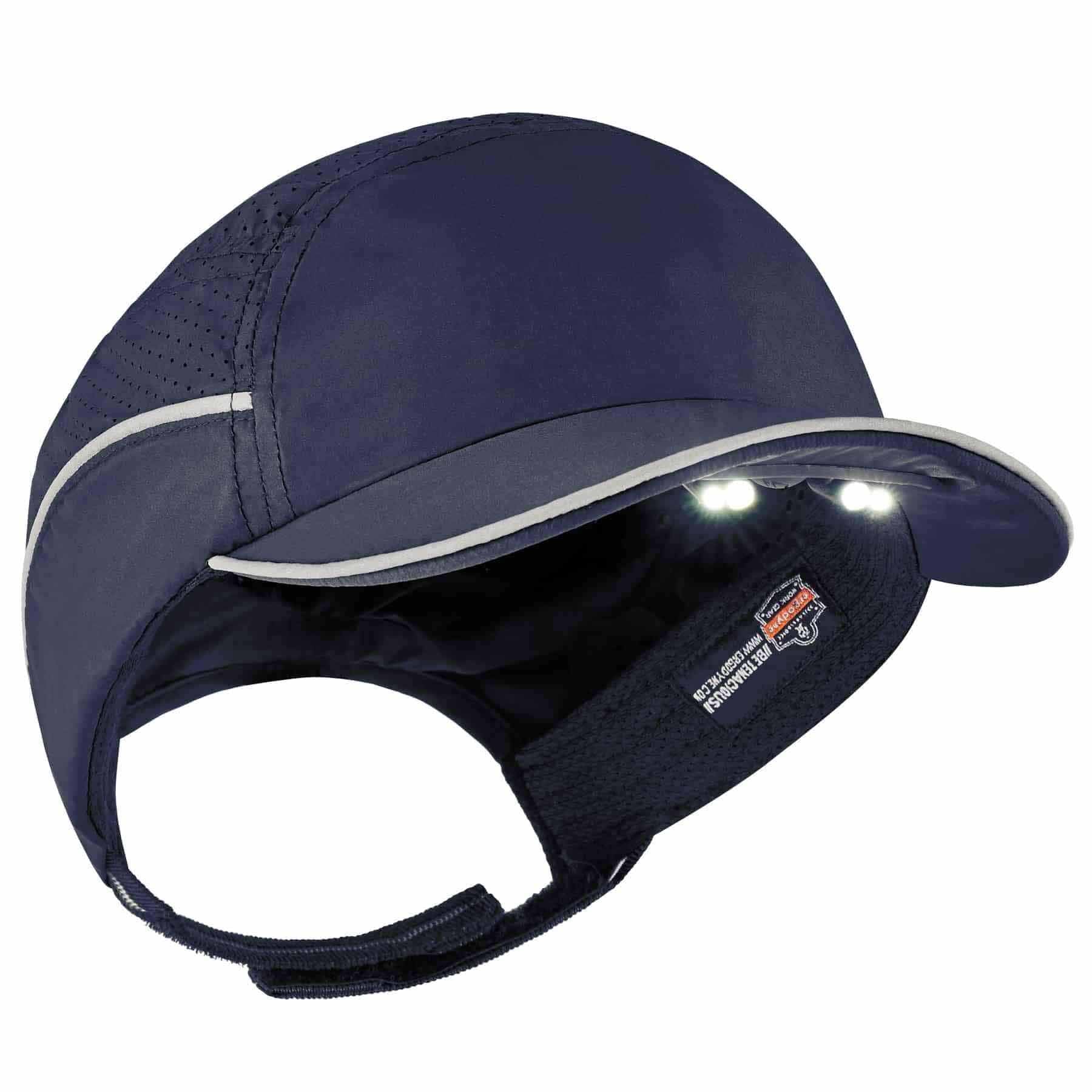 Ergodyne 23338 8965 Short Brim Navy Lightweight Bump Cap Hat + LED Lighting - Mactool Shop