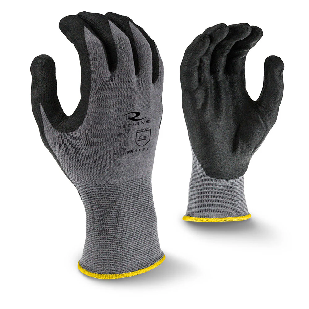 Radians RWG13-L Large Gray Foam Nitrile Nylon Gloves, 4131 - Mactool Shop