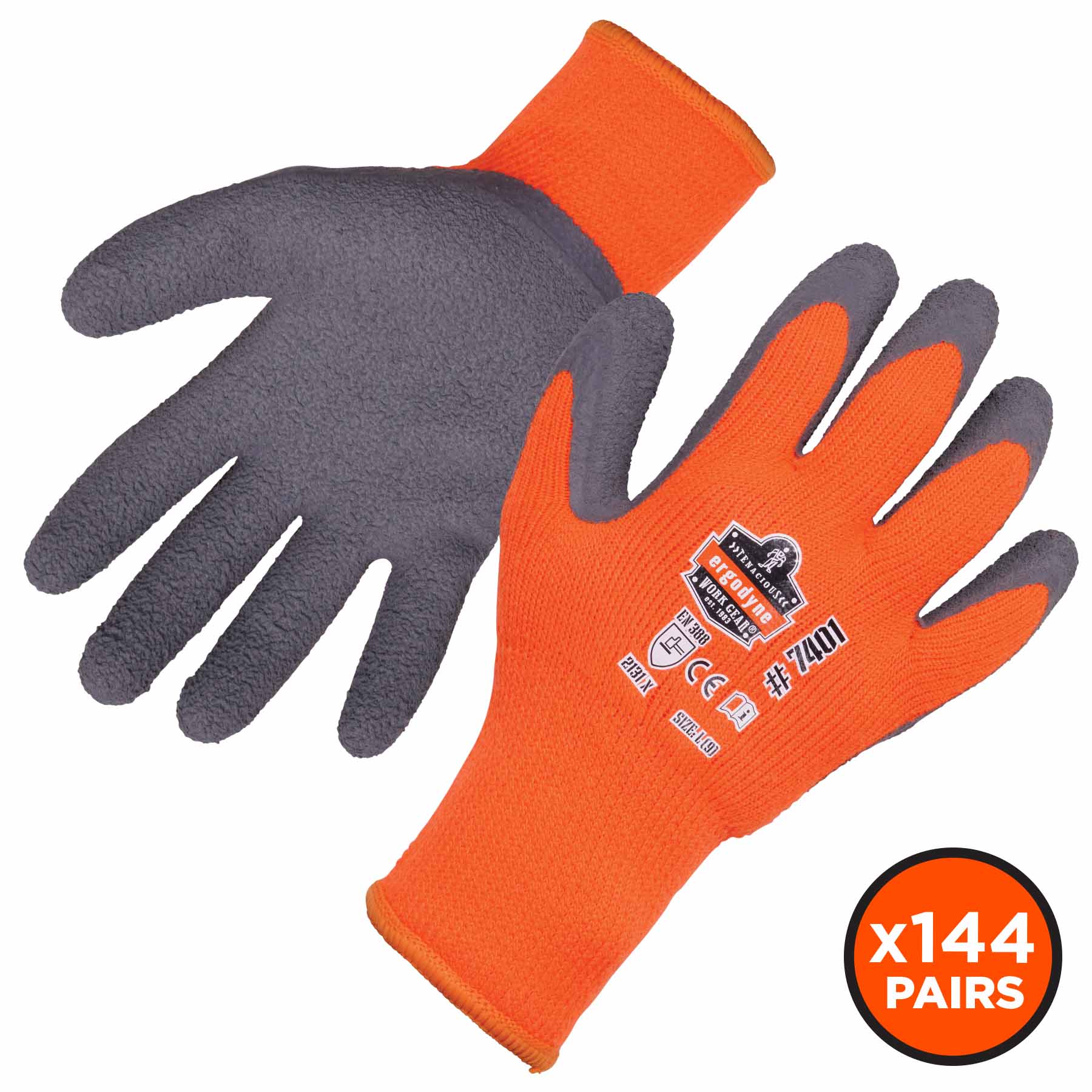 Ergodyne 17895 7401-CASE XL Orange Coated Lightweight Winter Gloves 144-Pair - Mactool Shop