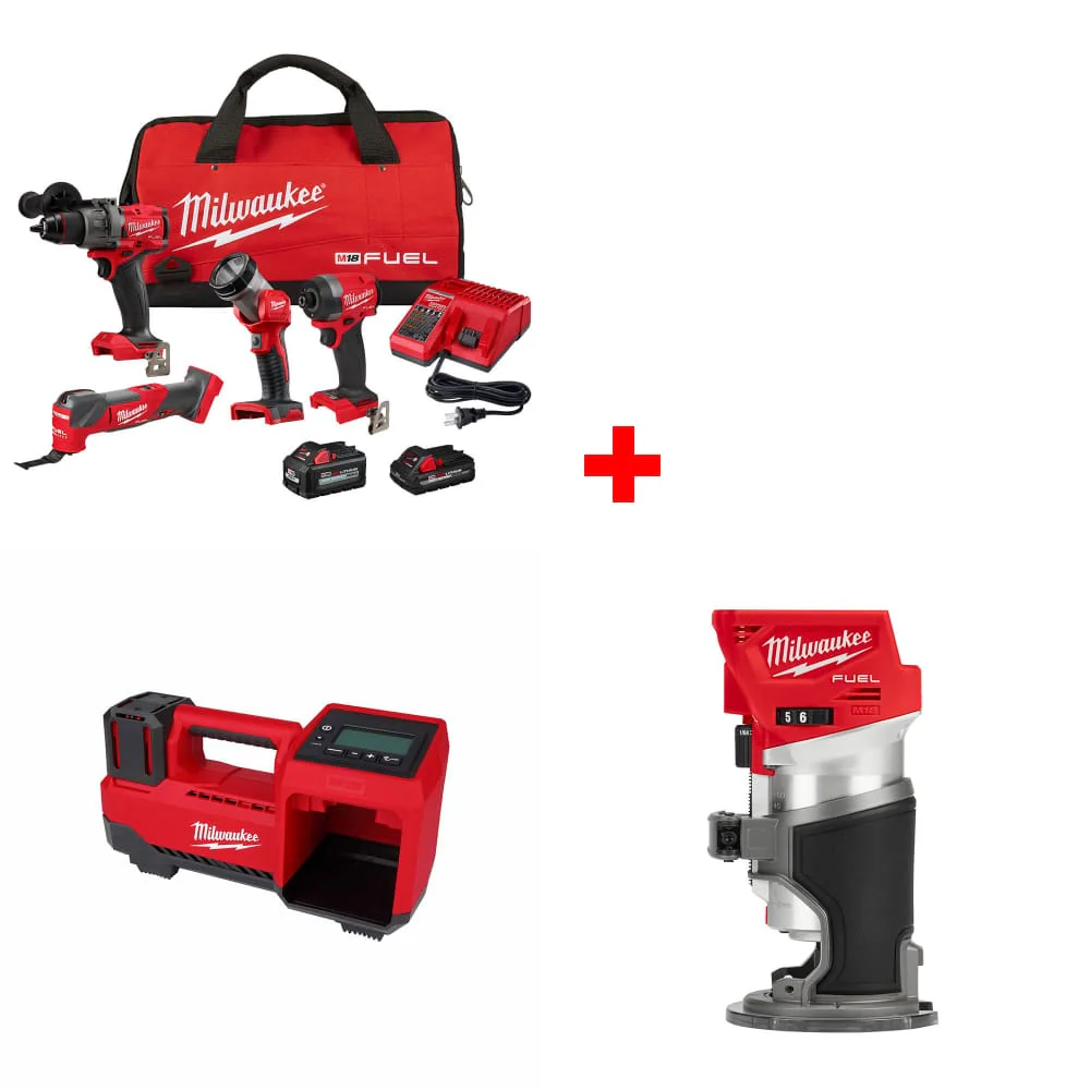 Milwaukee 3698-24MT M18 FUEL 4-Tool Combo Kit w/ FREE M18 Inflator & Router - Mactool Shop