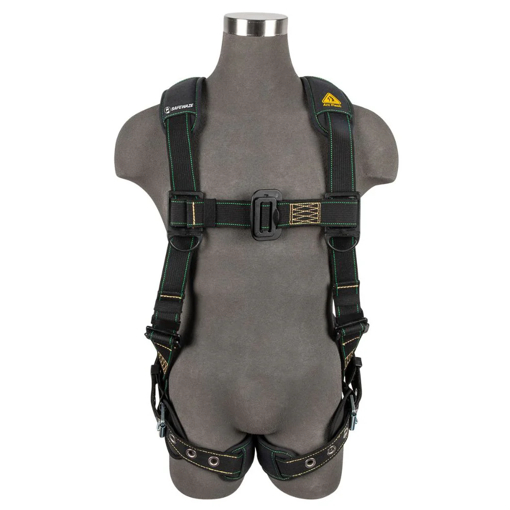 Safewaze 020-1284 Arc Flash Full Body Harness: DE 1D, DE MB Chest, TB Legs, Medium - Mactool Shop