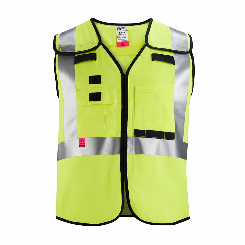 Milwaukee 48-73-5311 AR/FR Cat. 1 Class 2 Breakaway High Visibility Yellow Safety Vest - S/M - Mactool Shop