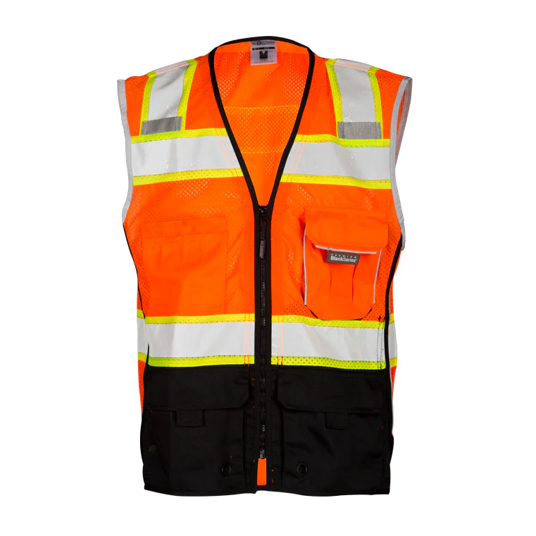 ML Kishigo 1516-4X 4X Orange Premium Black Series Black Bottom Vest - Mactool Shop