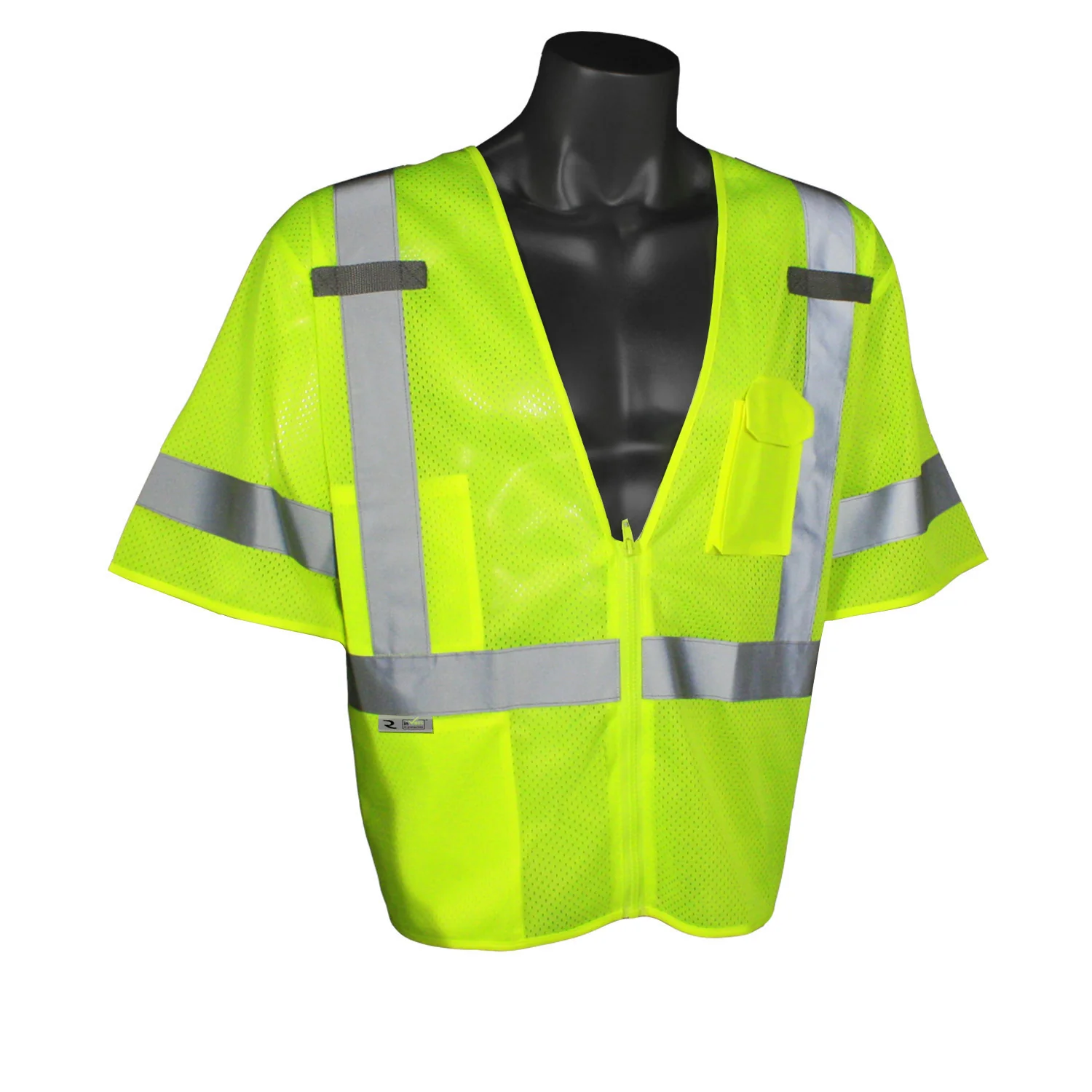 Radians SV3ZGM-S/M Small/Medium Class 3 Hi-Viz Green Mesh Safety Vest w/ Zipper, 3 Pockets - Mactool Shop