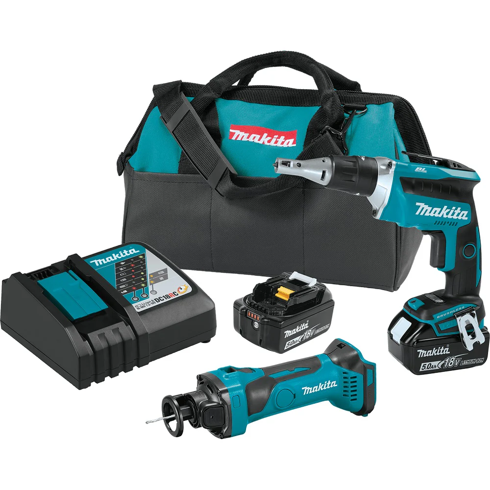 Makita XT255T 18V LXT Li-Ion Cordless Drywall Screwdriver and Cut-Out Tool Kit (5.0Ah) - Mactool Shop
