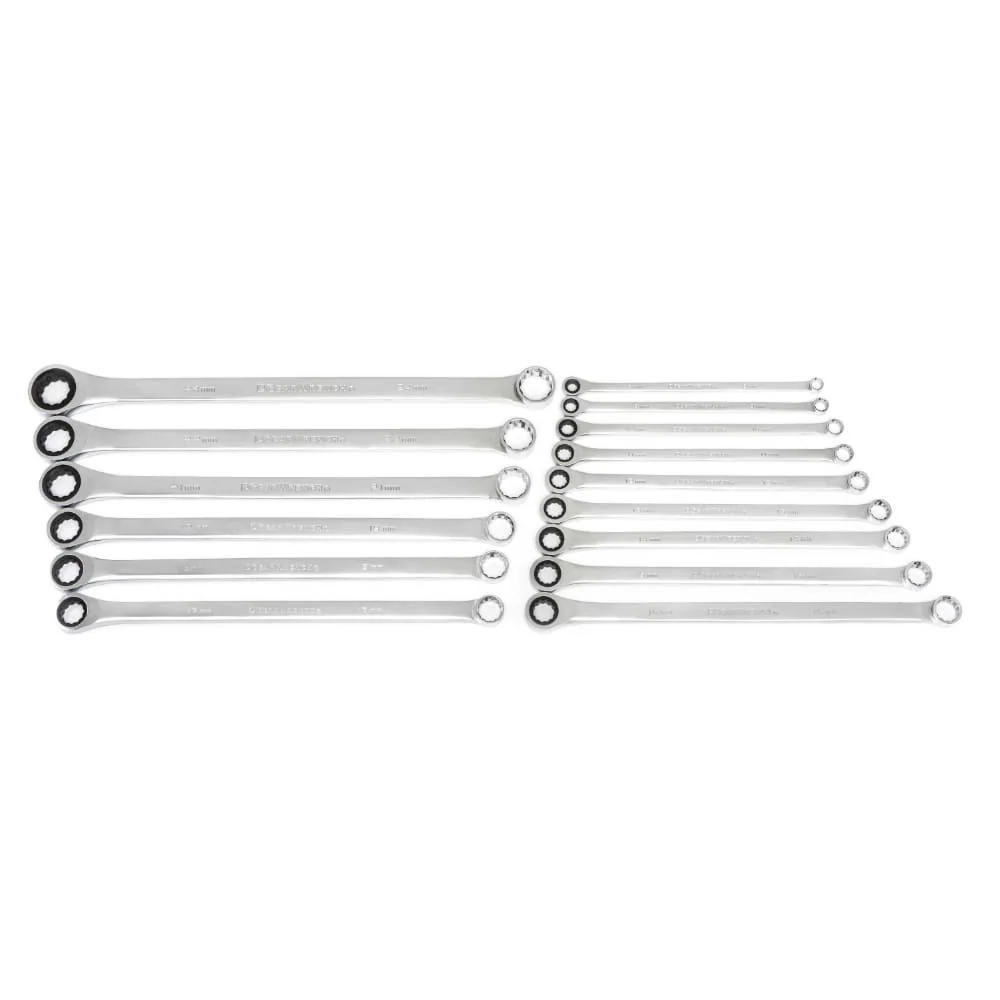 GearWrench 85985-07 15 Pc. 72-Tooth 12 Point XL GearBox Double Box Ratcheting Metric Wrench Set - Mactool Shop