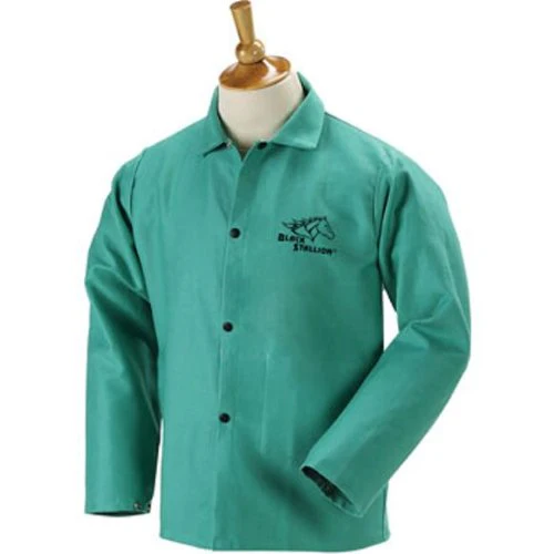 Black Stallion F9-30C-XXL TruGuard 200 Flame Resistant Cotton Welding Jacket Coat, Green, 2XL - Mactool Shop
