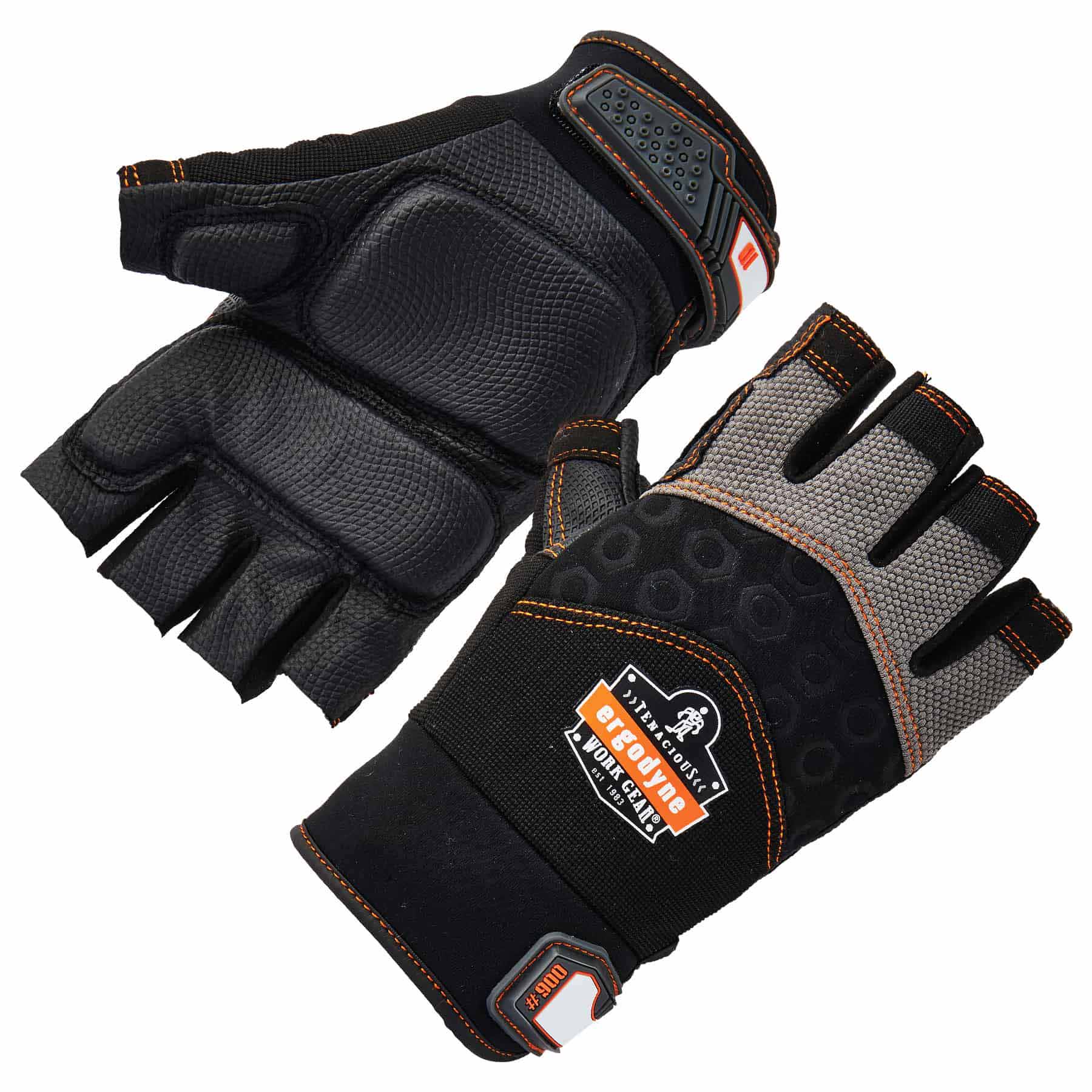 Ergodyne 17696 900 2XL Black Half-Finger Impact Gloves - Mactool Shop
