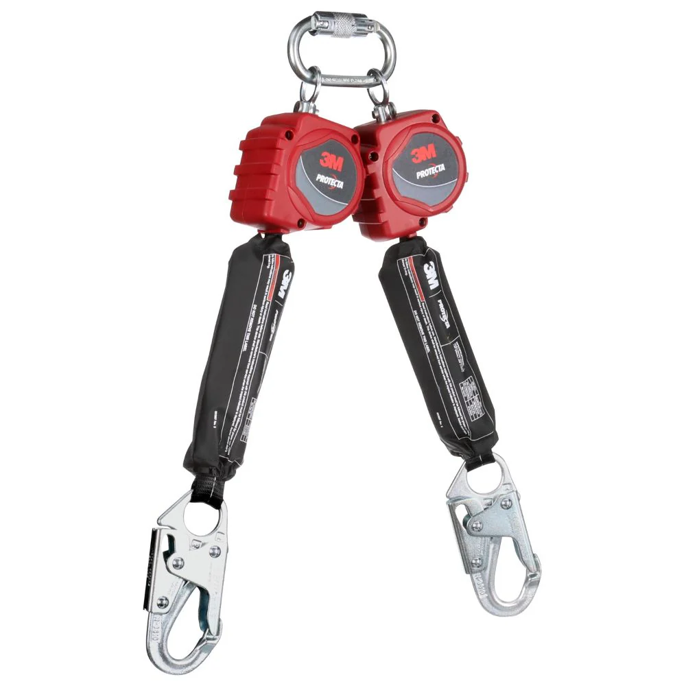 DBI Sala 3100510 Protecta Twin-Leg Self-Retracting Lifeline, Web, Steel Snap Hooks, 6' - Mactool Shop