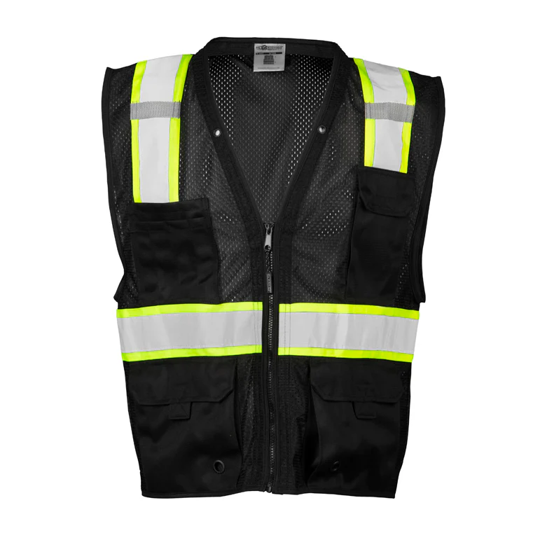 ML Kishigo B100-L-XL L-XL Black Enhanced Visibility Multi Pocket Mesh Vest - Mactool Shop