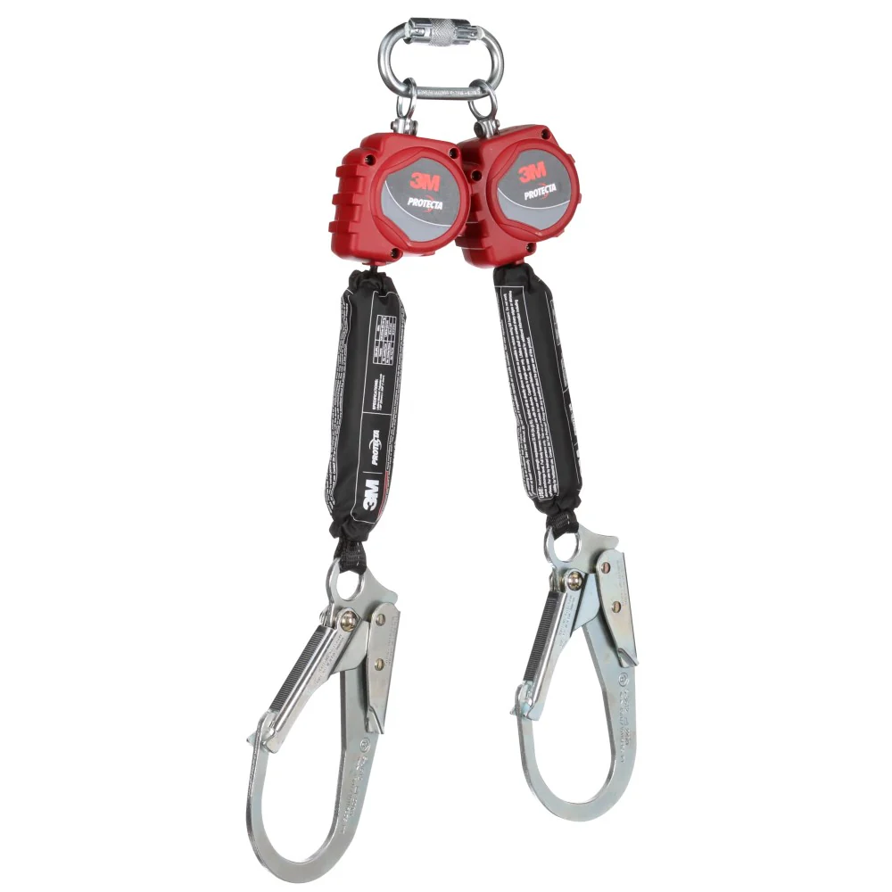 DBI Sala 3100512 Protecta Twin-Leg Self-Retracting Lifeline with Carabiner, Web, Steel Rebar Hooks, 6' - Mactool Shop