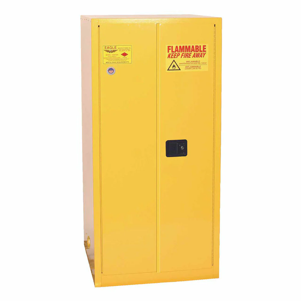 Eagle 2610X One Drum Vertical Safety Cabinet, 55 Gal., 1 Shelf, 2 Door, Self Close, Yellow - Mactool Shop