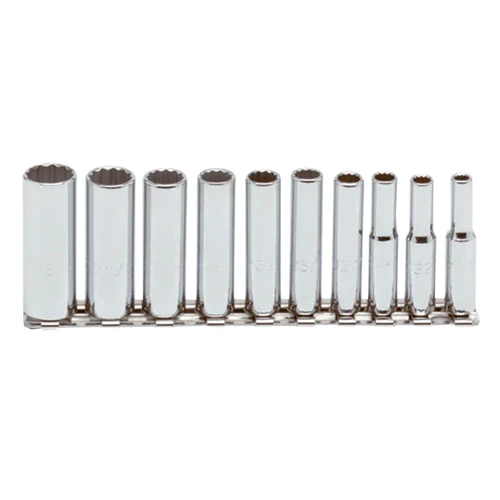 Proto J47100 1/4 Drive 10 Pc. Deep Socket Set - 12 Point - Mactool Shop