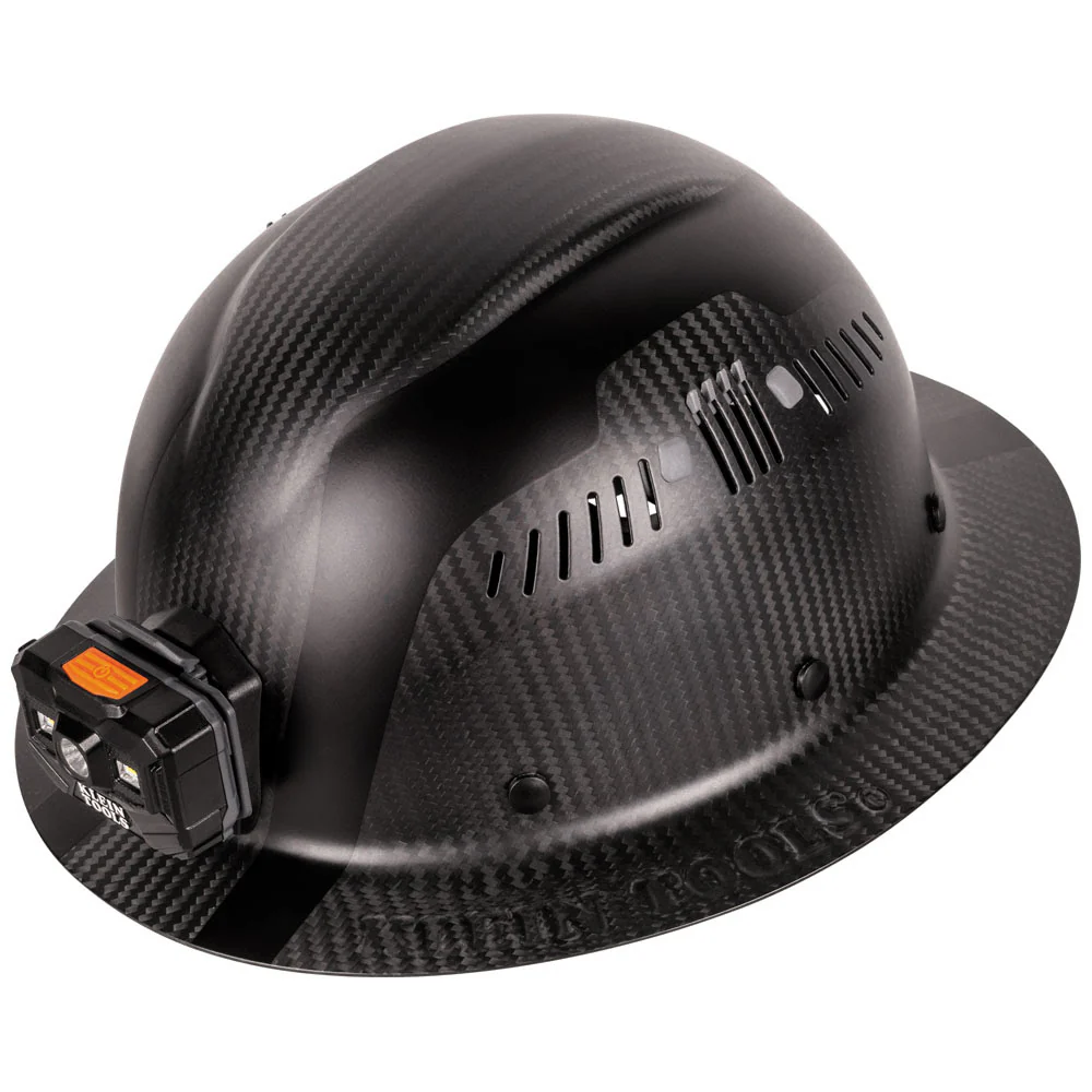 Klein 60512 Klein Carbon Fiber Full Brim Hard Hat with Headlamp, Titan - Mactool Shop