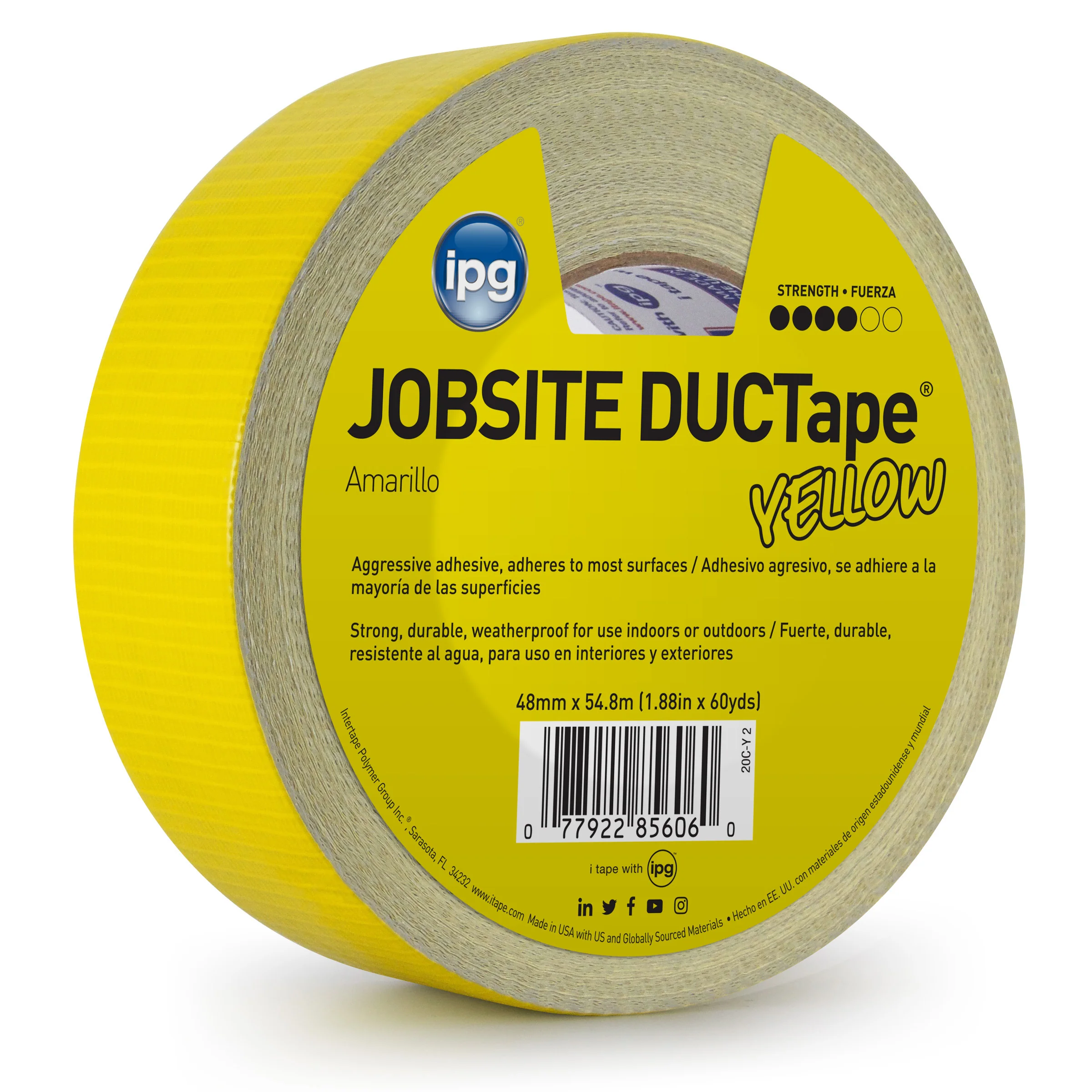 Intertape 20C-Y 2 AC20 Colors 9 Mil Utility Duct Tape - Yellow 48MM X 54.8M IPG-IPG 24 - Mactool Shop