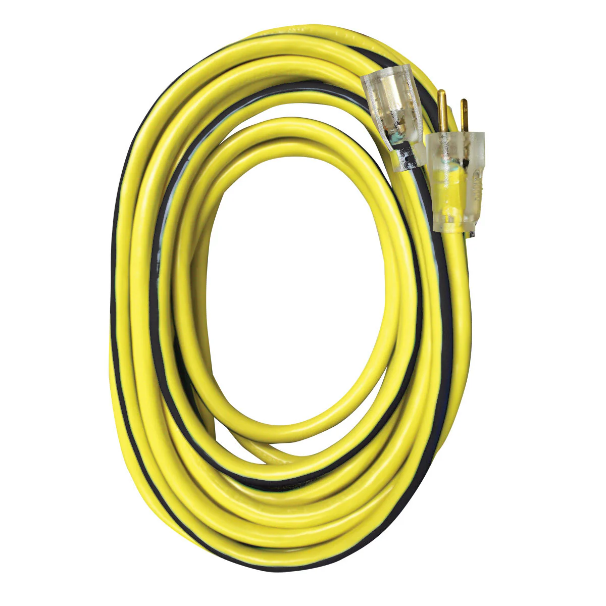 VOLTEC 05-00364 25ft 12/3 SJTW Yellow/Black Ext Cord w/Lighted Ends - Mactool Shop