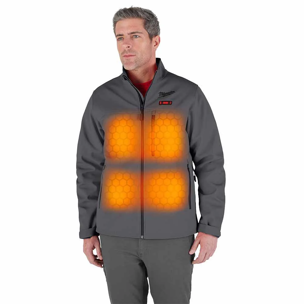 Milwaukee M100G-21 M12 Heated Gray Toughshell Jacket with (1) 3.0 Ah Battery and Charger - Mactool Shop