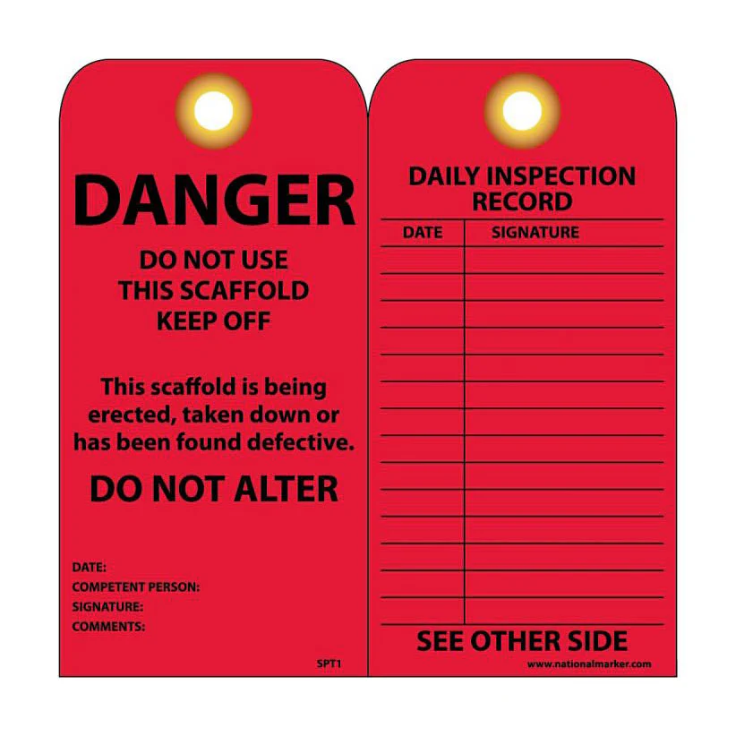 National Marker SPT1 Scaffolding Tag-red Danger Do Not Use, Pack Of 25 - Mactool Shop