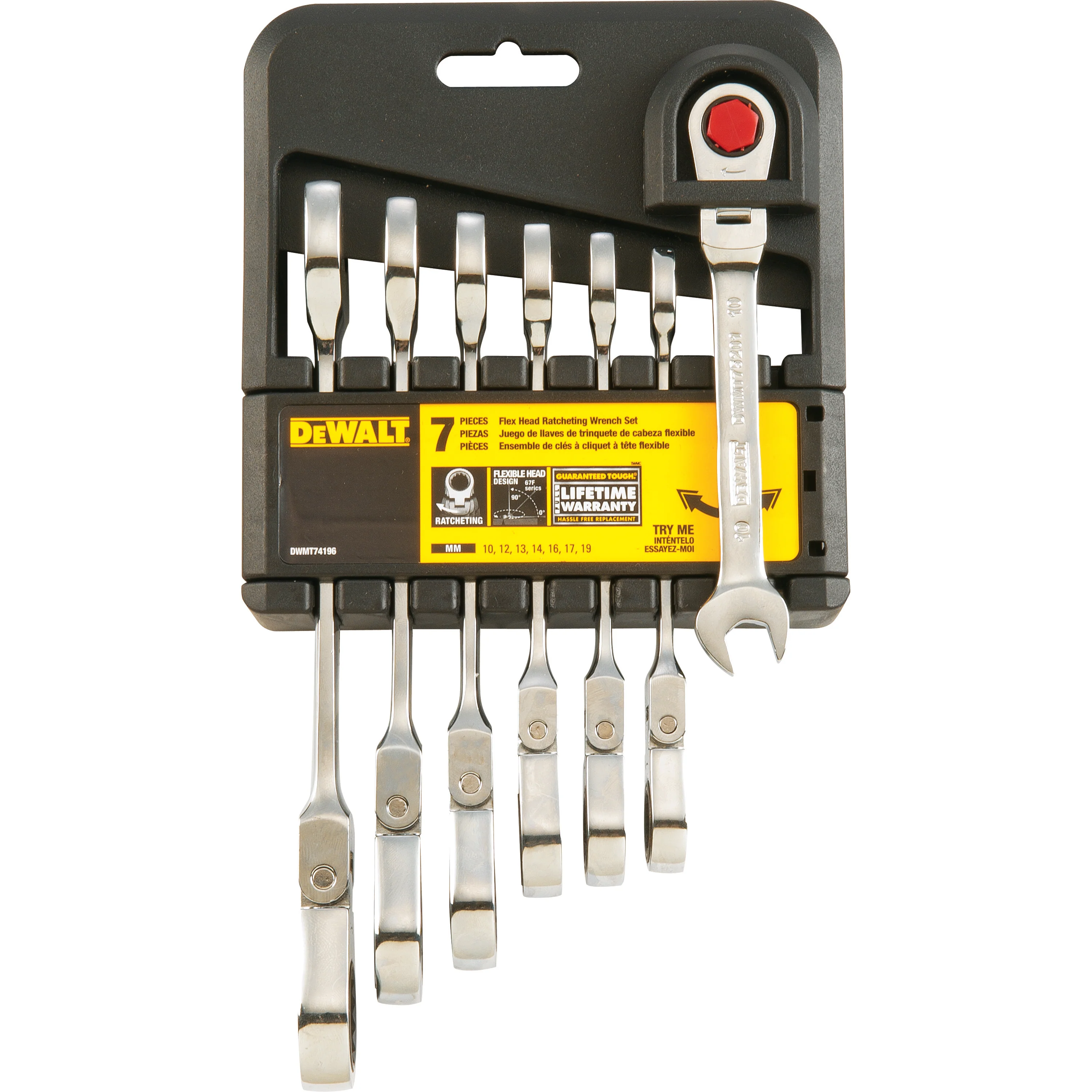 DeWalt DWMT74196 7 Piece Metric Ratcheting Flex Head Combo Wrench Set - Mactool Shop