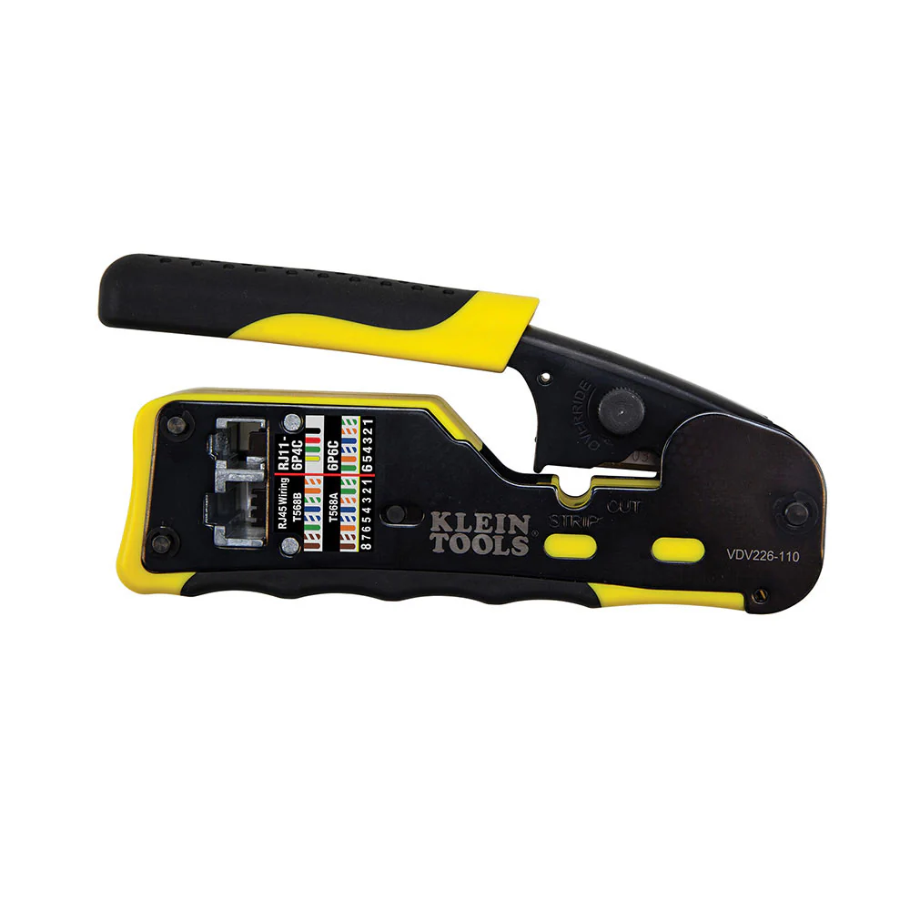 Klein Tools VDV226-110 Pass-Thru Modular Crimper / Stripper RJ11, RJ12, RJ45 - Mactool Shop