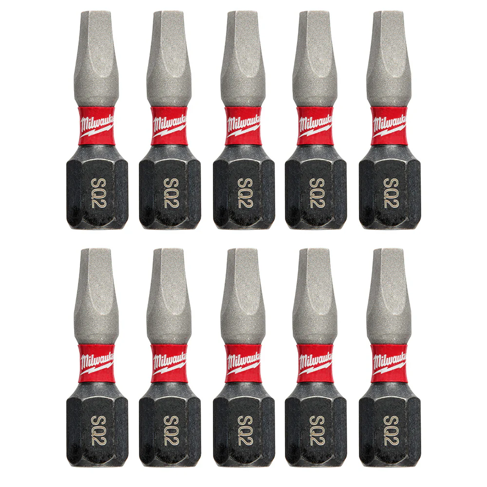 Milwaukee 48-32-5008 SHOCKWAVE™ Square Recess #2 Insert Bit (10-Piece Contractor Pack) - Mactool Shop